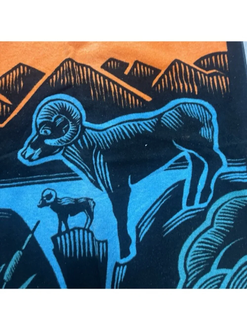 Vintage National Wildlife Federation Beach Towel 90s Sheep Mountain Nature Retro